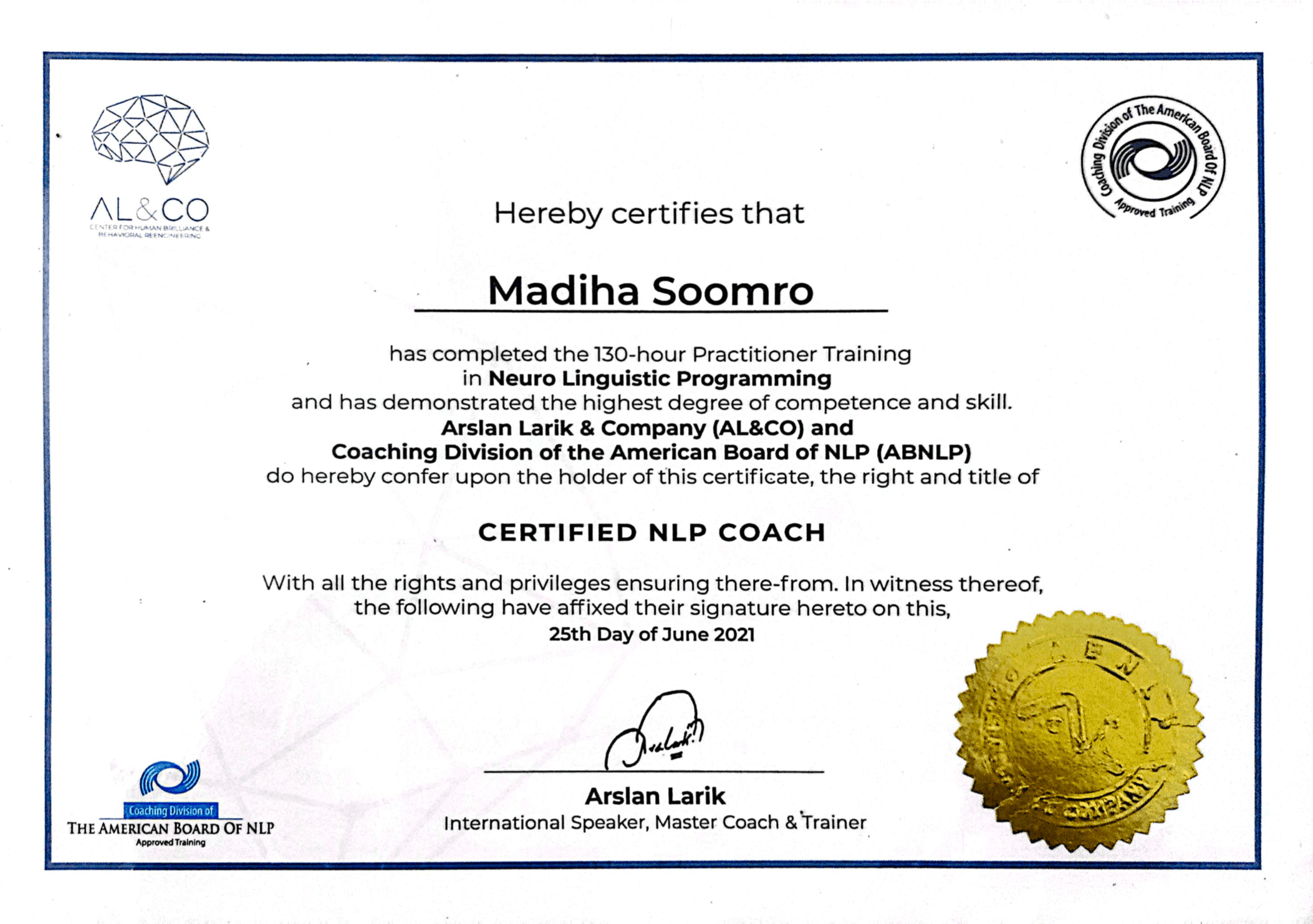 Certified NLP Practitioner